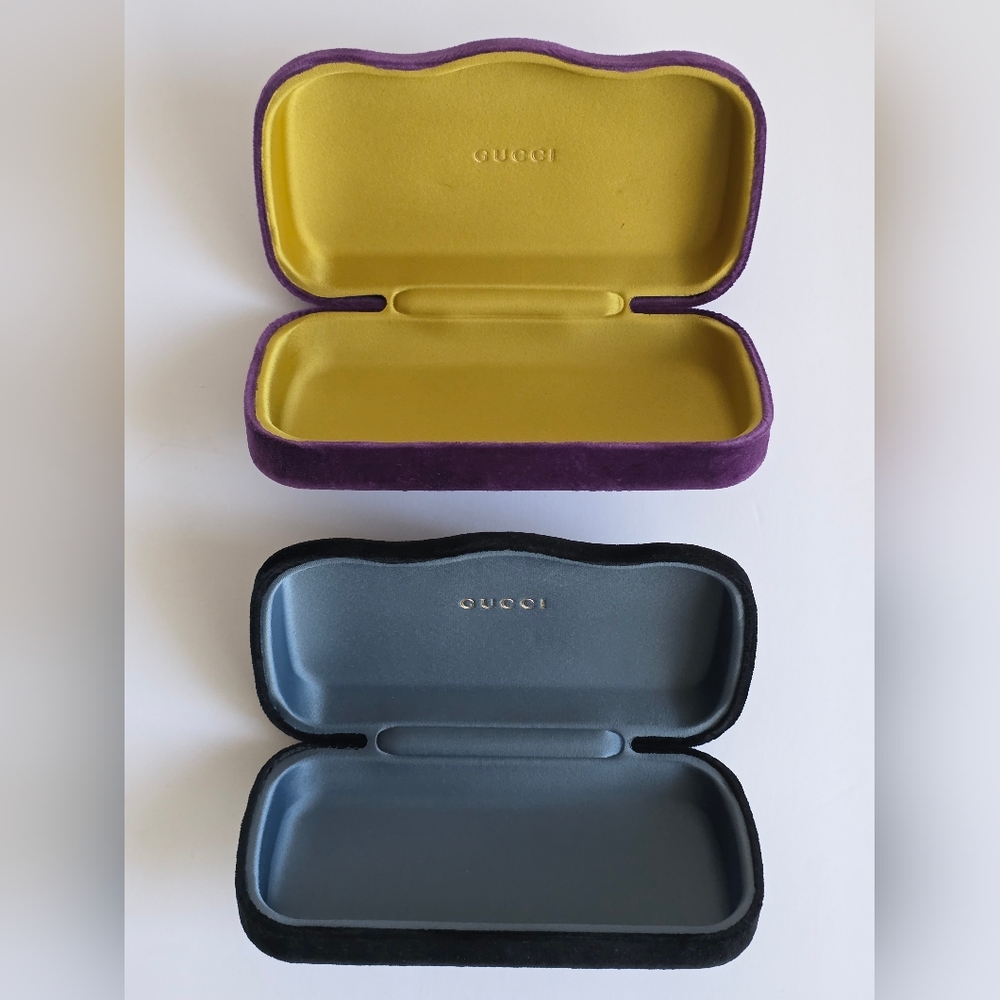 Gucci Dual Velvet Eyeglass Cases in Purple and Black